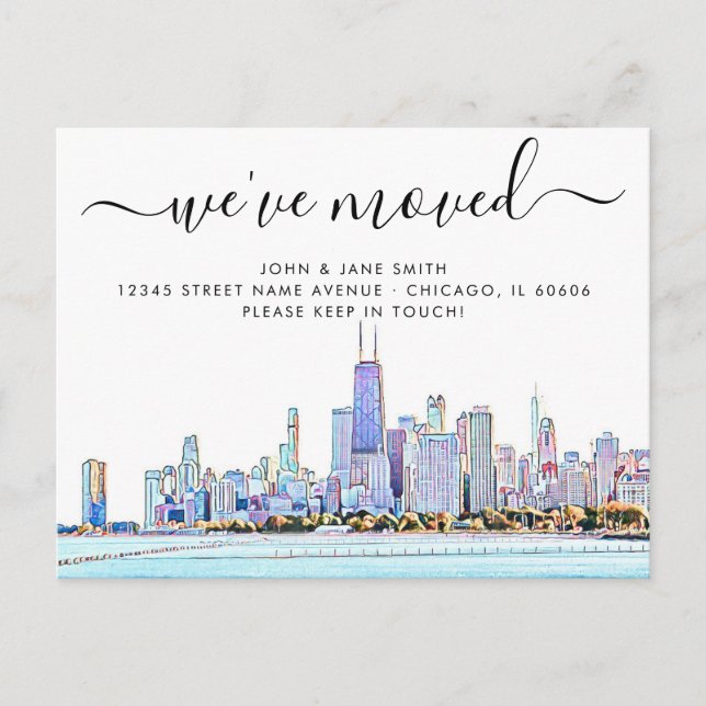 Chicago Moving Announcement Postcard (Front)