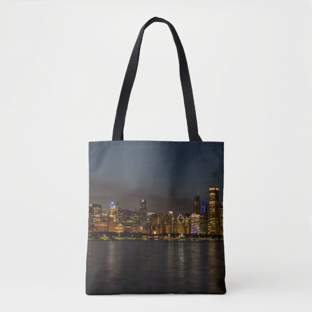 Chicago Night Cityscape Tote Bag (Front)