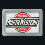 Chicago & Northwestern Railroad Logo 1 Belt Buckle<br><div class="desc">Logo for the Chicago & North Western Railway System,  Round Red Circle with Black Slash in the middle similar to the London Underground or Tube symbol. Railroad ran through the Midwest of the USA including michigan,  illinois,  minnesota,  wisconsin,  iowa and missouri. Now part of the Amtrak system.</div>