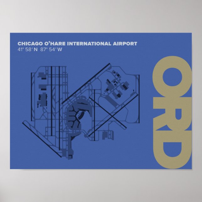 Chicago O'Hare Airport (ORD) Diagram Poster (Front)