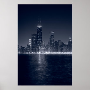 Chicago On The Lake, Black & White Poster