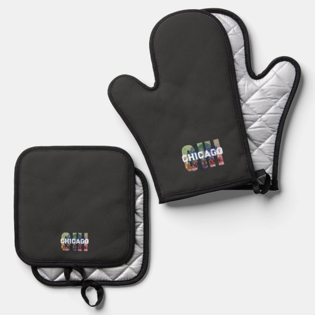 Chicago Oven Mitt & Pot Holder Set (Front/Back)