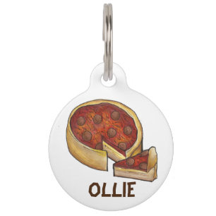 Chicago Pepperoni Deep Dish Pizza Pizzeria Food Pet Tag
