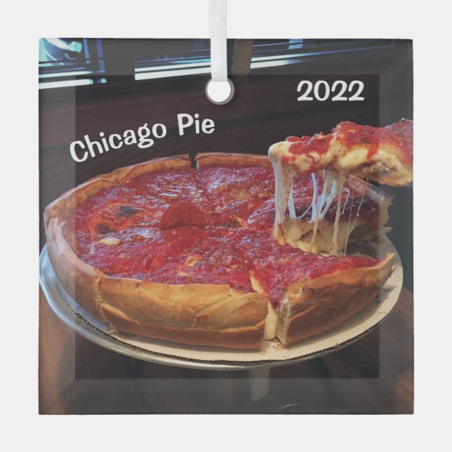 Chicago Pie Deep Dish, Glass Ornament (Front)