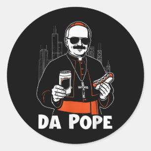 Chicago Pope Leo Xiv Da Pope Funny Meme  Classic Round Sticker