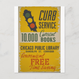 Chicago Public Library Curb Service Poster Postcard
