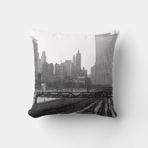 Chicago Rail Yards Downtown Railroad Throw Pillow