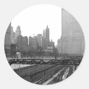 Chicago Rail Yards Michigan Avenue 1960's Photo Classic Round Sticker