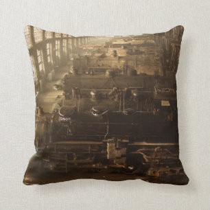 Chicago Railway Locomotive Shop Throw Pillow