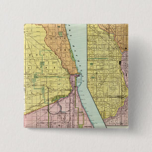 Chicago Railway Terminal Map 2 Inch Square Button