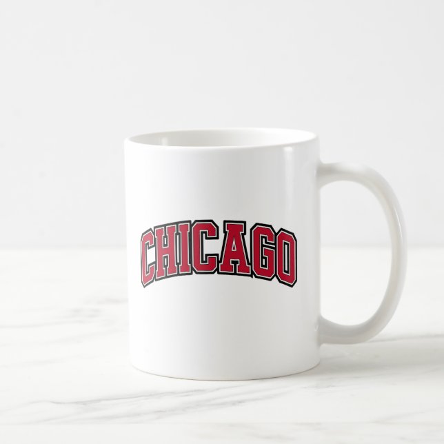 Chicago Red Block Varsity Style Text Design Coffee Mug (Right)