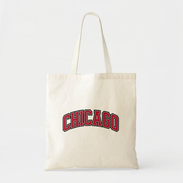 Chicago Red Block Varsity Style Text Design Tote Bag (Front)