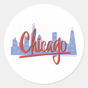 CHICAGO-RED CLASSIC ROUND STICKER