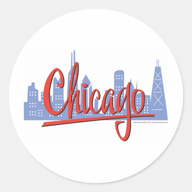 CHICAGO-RED CLASSIC ROUND STICKER (Front)