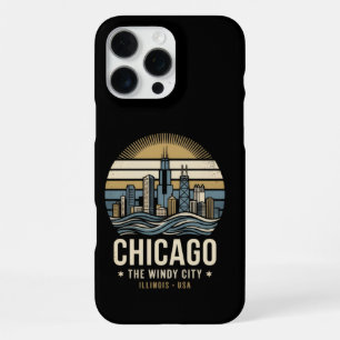 Chicago Retro Skyline Travel Design iPhone 16 Pro Max Case