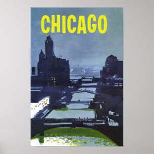 Chicago.  Retro Style Travel poster