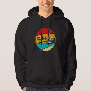 Chicago Retro Vintage Sunset Us State Chicago Hoodie