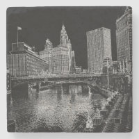 Chicago River 1967 Wrigley Building Sun Times Bldg