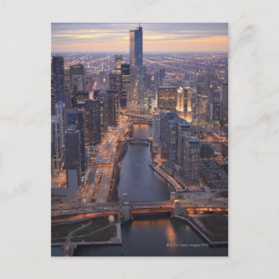 Chicago River and Trump Tower from above Postcard