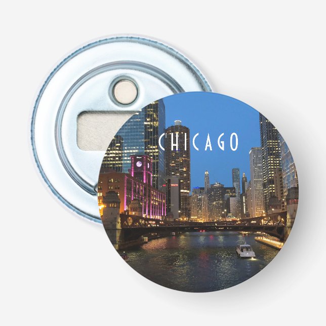 Chicago River at Night Bottle Opener (Front)