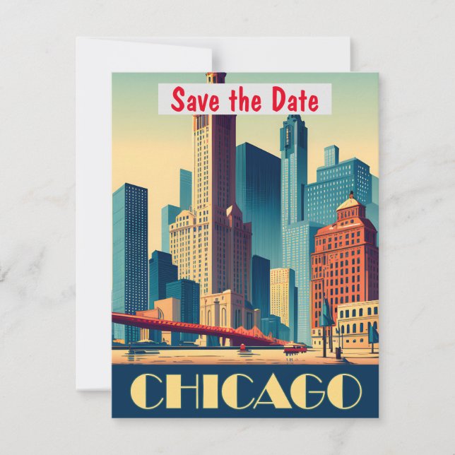 Chicago River Bridge Sunset Invitation (Front)