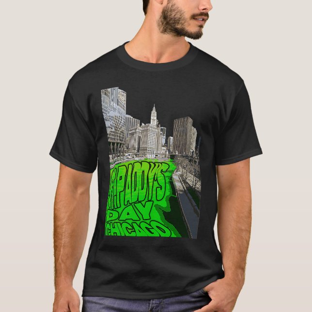 Chicago River Dyed Green Tradition St Patricks Day T-Shirt (Front)