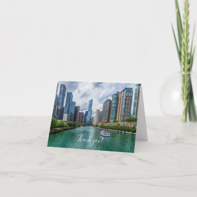 Chicago River et Trump Tower Carte de remerciement (Devant)