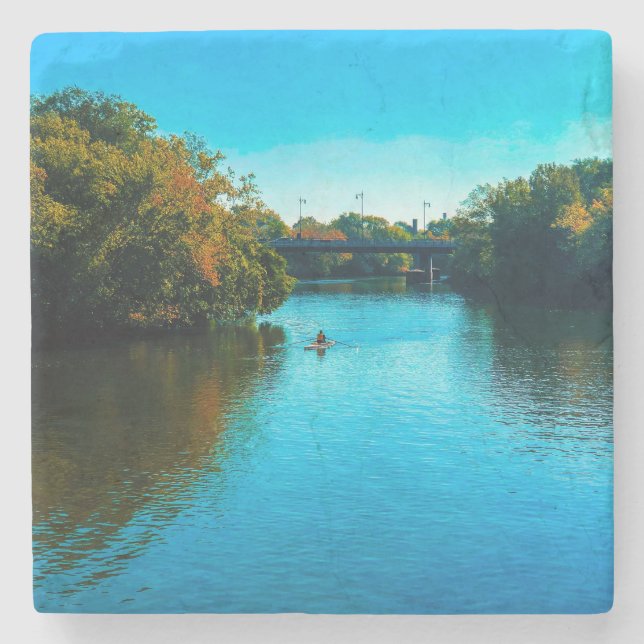 Chicago River in Fall Stone Coaster (Front)