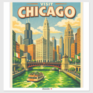 Chicago River Saint Patricks day postcard