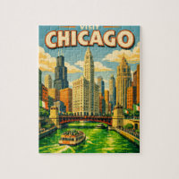 Chicago River Saint Patricks day postcard