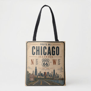 Chicago Route 66 Coordinates Market  Tote Bag