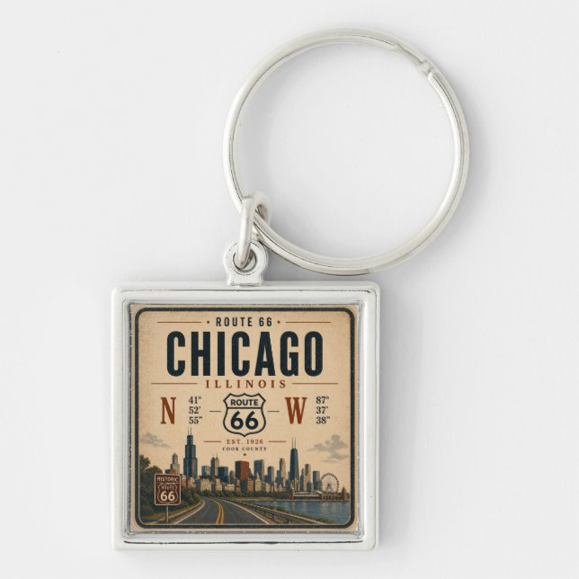 Chicago Route 66 Souvenir Keychain (Front)