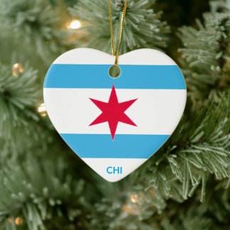 Chicago Six Pointed Star Ceramic Ornament