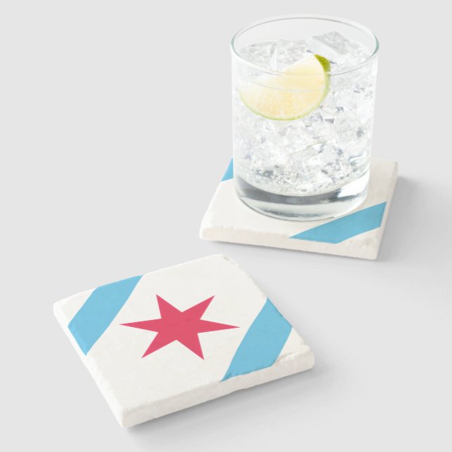 Chicago Six Pointed Star Stone Coaster (Side)
