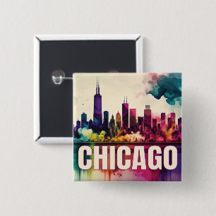 Chicago Skyline  2 Inch Square Button