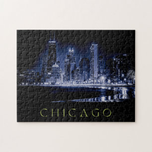 Chicago Skyline à Night Jigsaw Puzzle