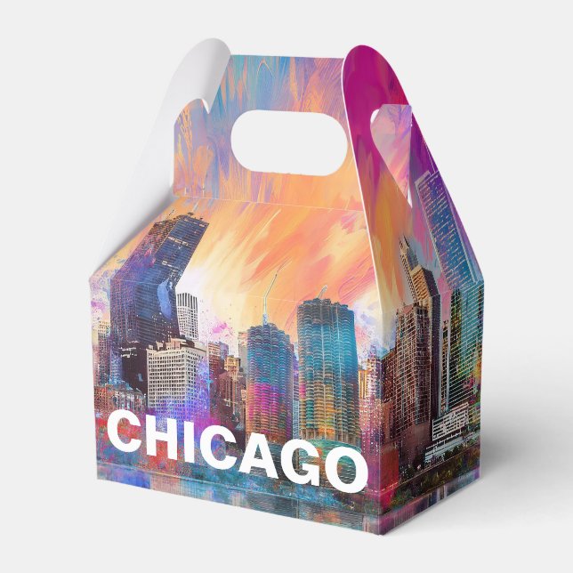 Chicago Skyline Abstract Art Favor Box (Front Side)