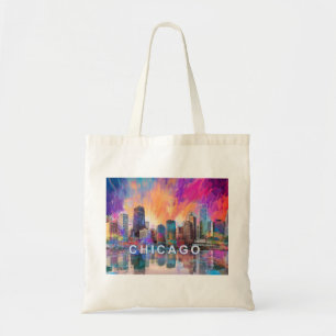 Chicago Skyline Abstract Art Tote Bag