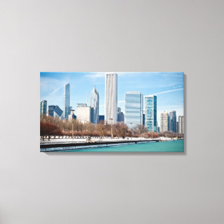 Chicago skyline across frozen Lake Michigan Canvas Print