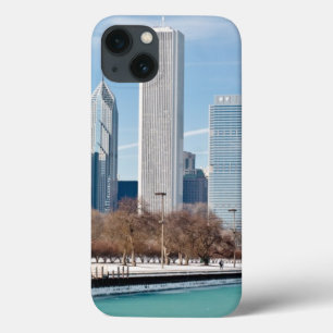 Chicago skyline across frozen Lake Michigan iPhone 13 Case