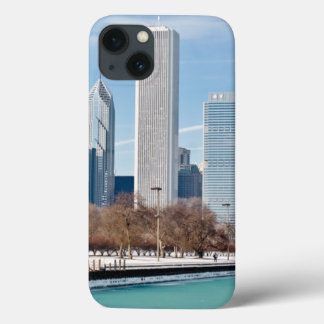 Chicago skyline across frozen Lake Michigan iPhone 13 Case