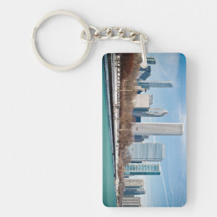 Chicago skyline across frozen Lake Michigan Keychain