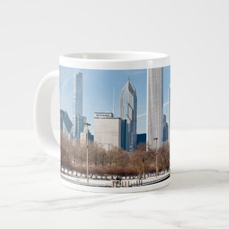 Chicago skyline across frozen Lake Michigan Large Coffee Mug