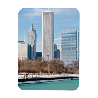 Chicago skyline across frozen Lake Michigan Magnet