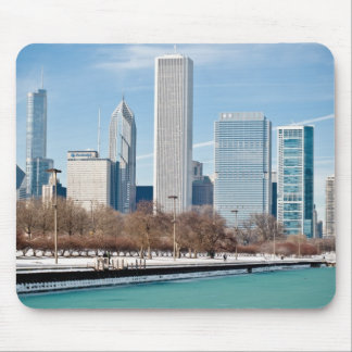 Chicago skyline across frozen Lake Michigan Mouse Pad