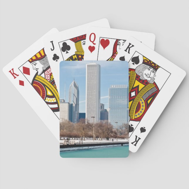 Chicago skyline across frozen Lake Michigan Playing Cards (Back)