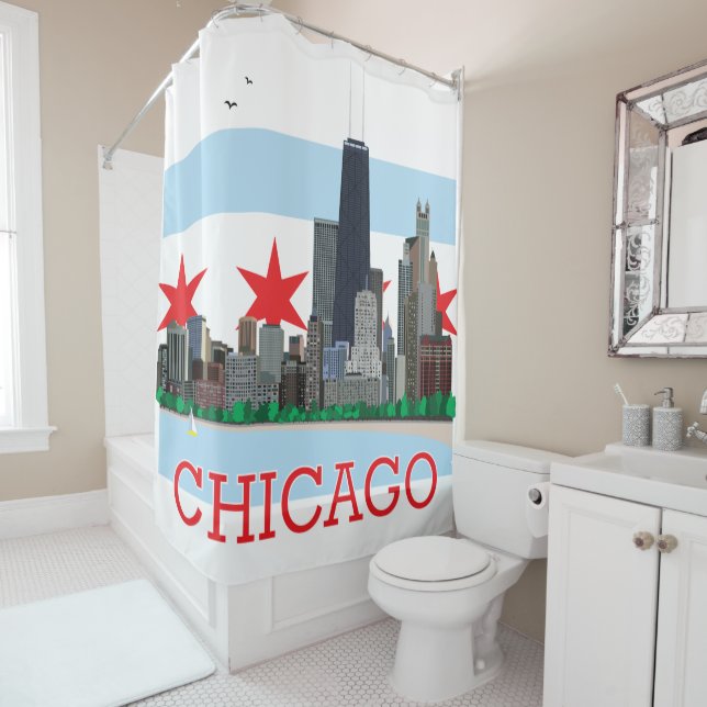 Chicago Skyline and City Flag (In Situ)