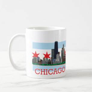 Chicago Skyline and City Flag Coffee Mug