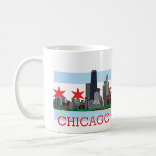 Chicago Skyline and City Flag Coffee Mug