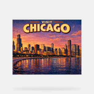 Chicago skyline and Lake Michigan in the evening Acrylic Sign